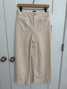 Anthropologie Maeve The Colette Corduroy Wide Leg Pants Cream Ivory Size 28
